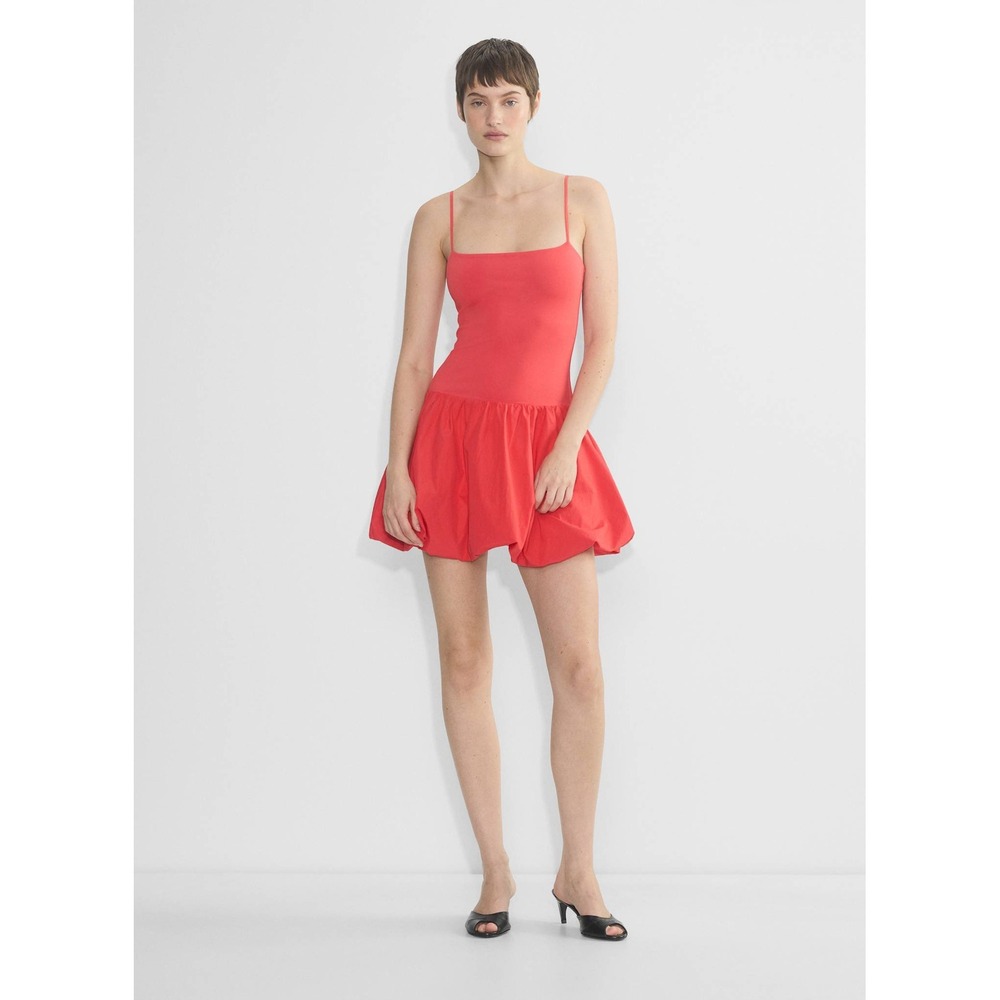 Babaton Aritzia Red Contour Puff Mini Bubble Dress Square Neck Strap Small